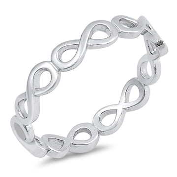 Full Eternity Simple Plain Infinity Band Ring 925 Sterling Silver